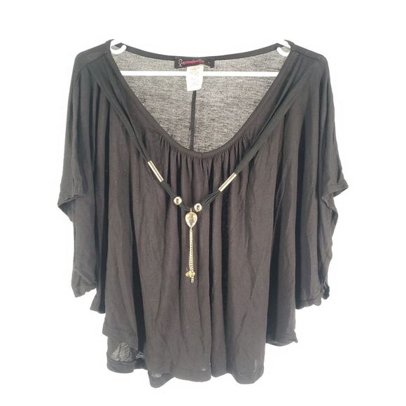 Annabelle Tops - Annabelle Batwing Top Blouse w/ Decor Pendant Chain Sz Large Lightweight Stretch